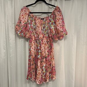 Angie Pink Multi-Color Floral Dress